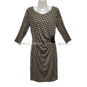 Beige Black Houndstooth Print Dress - Size 6 Size 8 Size 10 - NEW !